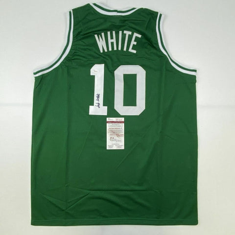 Autographed/Signed JO JO JOJO WHITE Boston Green Basketball Jersey JSA COA Auto