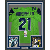 Framed Autographed/Signed Devon Witherspoon 35x39 Seattle Green Jersey JSA COA