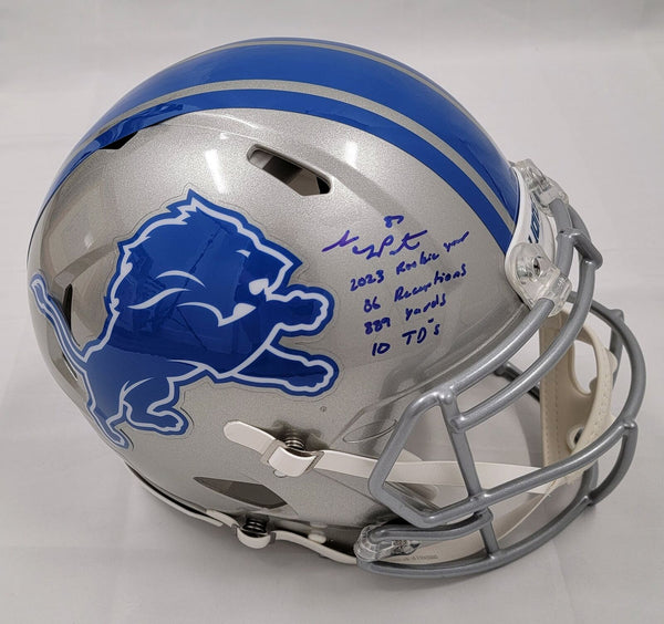 Sam LaPorta Signed Detroit Lions Speed Authentic LTD ED Helmet W/ Rookie Stats