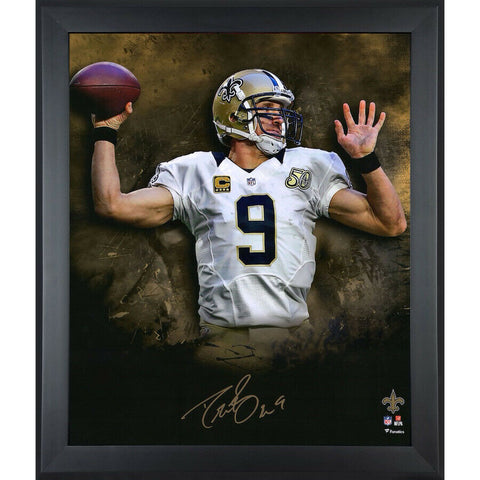 DREW BREES Autographed Saints "In Focus" 20 x 24 Photograph FANATICS