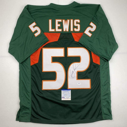 Autographed/Signed Ray Lewis Miami Green College Football Jersey PSA/DNA COA