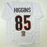 Autographed/Signed TEE HIGGINS Cincinnati White Football Jersey JSA COA Auto