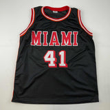 Autographed/Signed Glen Rice Miami Black Basketball Jersey Beckett BAS COA