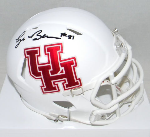 TYUS BOWSER SIGNED AUTOGRAPHED HOUSTON COUGARS WHITE SPEED MINI HELMET TRISTAR