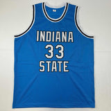 Autographed/Signed Larry Bird Indiana State College Basketball Jersey JSA COA