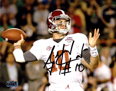 AJ McCarron Signed Alabama Crimson Tide Unframed 8x10 NCAA Photo - White Jersey