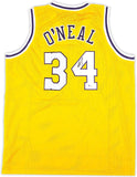 Shaquille O'Neal Los Angeles Signed Gold Basketball Jersey BAS