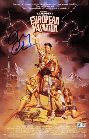 CHEVY CHASE AUTOGRAPHED 11X17 EUROPEAN VACATION MOVIE POSTER BECKETT 233723