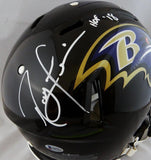 Ed Reed Ray Lewis Signed Ravens F/S Speed Authentic Helmet w/ HOF- Beckett Auth