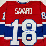 Autographed/Signed Serge Savard HOF 86 Montreal Canadiens Red Jersey JSA COA