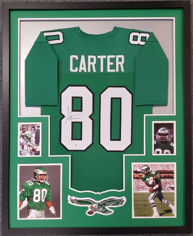 FRAMED PHILADELPHIA EAGLES CRIS CARTER AUTOGRAPHED SIGNED JERSEY BECKETT COA