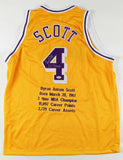 Byron Scott Signed L A Lakers Career Stat Jersey Inscribed 3X Champm (PSA/DNA)