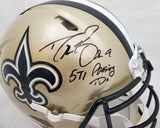 DREW BREES AUTO SAINTS FULL SIZE AUTH HELMET "571 PASSING TD'S" BECKETT 193500