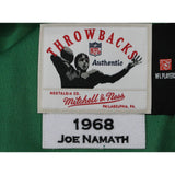 Joe Namath Signed New York Jets 68 TB Green Mitch Ness sz52 Jersey Beckett 48619