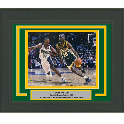 FRAMED Autographed/Signed GARY PAYTON Supersonics 16x20 Photo Fanatics COA Auto