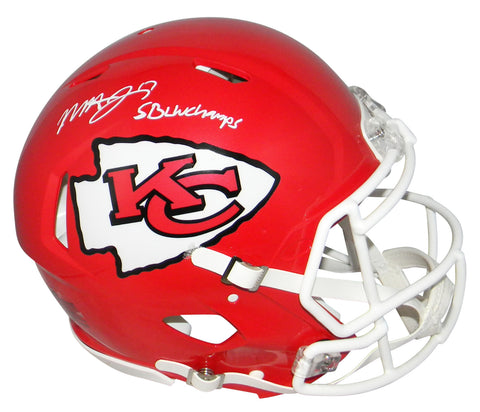 MECOLE HARDMAN SIGNED KANSAS CITY CHIEFS AUTHENTIC SPEED HELMET W/ SB LIV CHAMPS