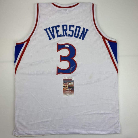 Autographed/Signed Allen Iverson Philadelphia White Retro Jersey JSA COA