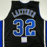 Autographed/Signed CHRISTIAN LAETTNER Duke The Shot Black Jersey PSA/DNA COA