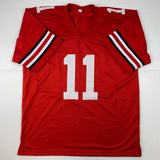 Autographed/Signed Jaxon Smith-Njigba Ohio State Red College Jersey Beckett COA