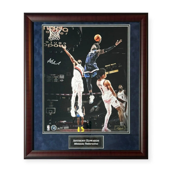 Anthony Edwards Timberwolves Signed Autographed 16x20 Framed To 23x27 LE /100