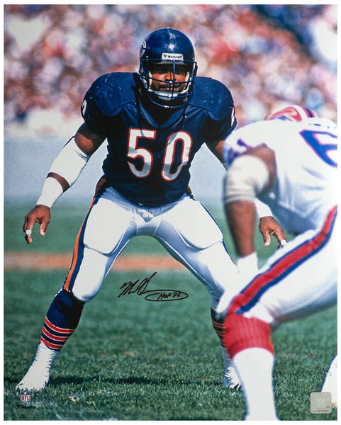 Mike Singletary Signed Chicago Bears Navy Jersey 16x20 Photo w/HOF'98 - (SS COA)