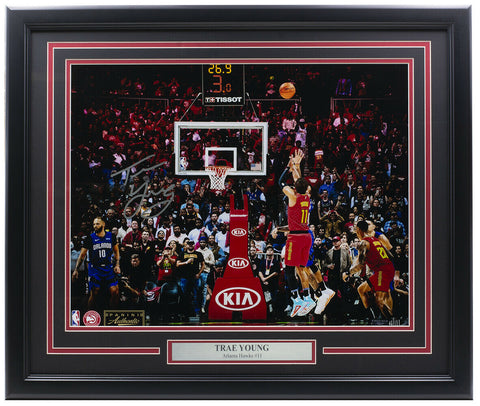 Trae Young Signed Framed Atlanta Hawks 16x20 Basketball 3 Ball Photo LE Panini