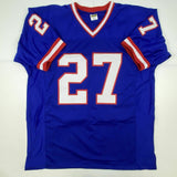 Autographed/Signed RODNEY HAMPTON New York Blue Football Jersey JSA COA Auto