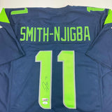 Autographed/Signed Jaxon Smith-Njigba Seattle Blue Football Jersey Beckett COA