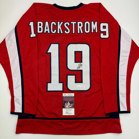 Autographed/Signed Nicklas Backstrom Washington Red Hockey Jersey JSA COA