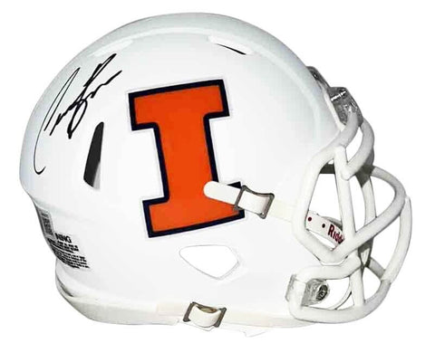 CHASE BROWN AUTOGRAPHED ILLINOIS ILLINI WHITE SPEED MINI HELMET BECKETT