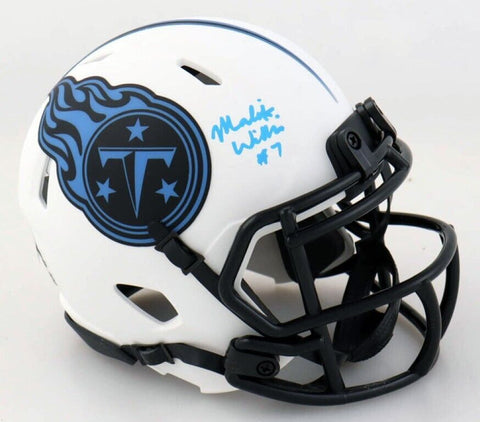 MALIK WILLIS SIGNED AUTOGRAPHED TENNESSEE TITANS LUNAR SPEED MINI HELMET BECKETT