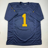 Autographed/Signed Anthony Carter Michigan Blue College Football Jersey JSA COA