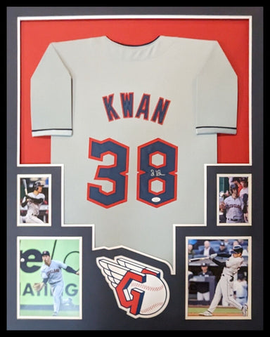 FRAMED CLEVELAND GUARDIANS STEVEN KWAN AUTOGRAPHED SIGNED JERSEY JSA COA