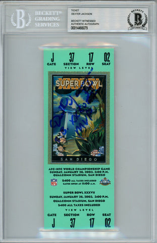 Dexter Jackson Signed Super Bowl XXXVII Full Ticket Stub MVP Beckett Slab 38634