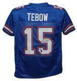 Tim Tebow Autographed/Signed College Style Blue XL Jersey Beckett 39145