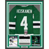 Framed Autographed/Signed Miro Heiskanen 35x39 Dallas Green Retro Jersey JSA COA