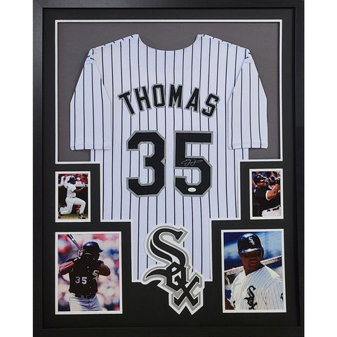 Frank Thomas Autographed Signed Framed Pinstripe White Sox Jersey JSA