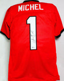 Sony Michel Autographed Red College Style Jersey - Beckett W Auth *1