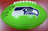 THOMAS RAWLS AUTOGRAPHED SIGNED GREEN SEAHAWKS LOGO FOOTBALL MCS HOLO 112680