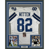 FRAMED Autographed/Signed JASON WITTEN 33x42 Dallas White Jersey JSA COA Auto