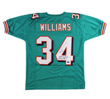 Ricky Williams Signed Miami Custom Teal Jersey w- Hitting Holes/Smoking Bowls