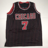 Autographed/Signed Toni Kukoc Chicago Black Pinstripe Basketball Jersey BAS COA