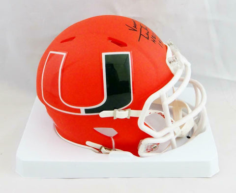 Vinny Testaverde Signed Hurricanes AMP Speed Mini Helmet w/ Insc- Beckett Auth