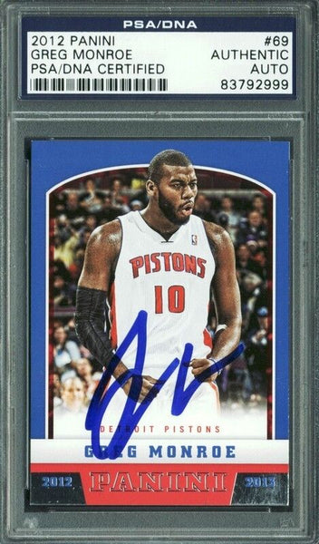 Pistons Greg Monroe Authentic Signed Card 2012 Panini #69 PSA/DNA Slabbed 2