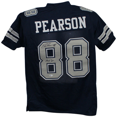 Drew Pearson Autographed/Signed Pro Style Blue XL Jersey HOF BAS 32767