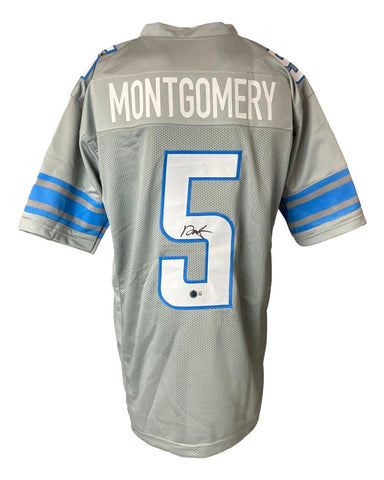 David Montgomery Detroit Signed Gray Football Jersey BAS