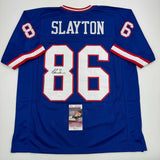 Autographed/Signed Darius Slayton New York Retro Blue Football Jersey JSA COA