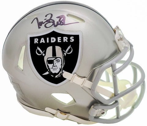 TIM BROWN AUTOGRAPHED RAIDERS FLASH GRAY SPEED MINI HELMET BECKETT QR 205679