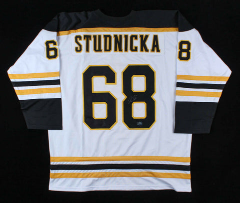 Jack Studnicka Signed Bruins Jersey (Studnicka COA) Boston Prospect AHL All Star