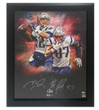 Tom Brady / Rob Gronkowski Autographed SB 53 Framed 20 x 24 Photo Fanatics LE 53